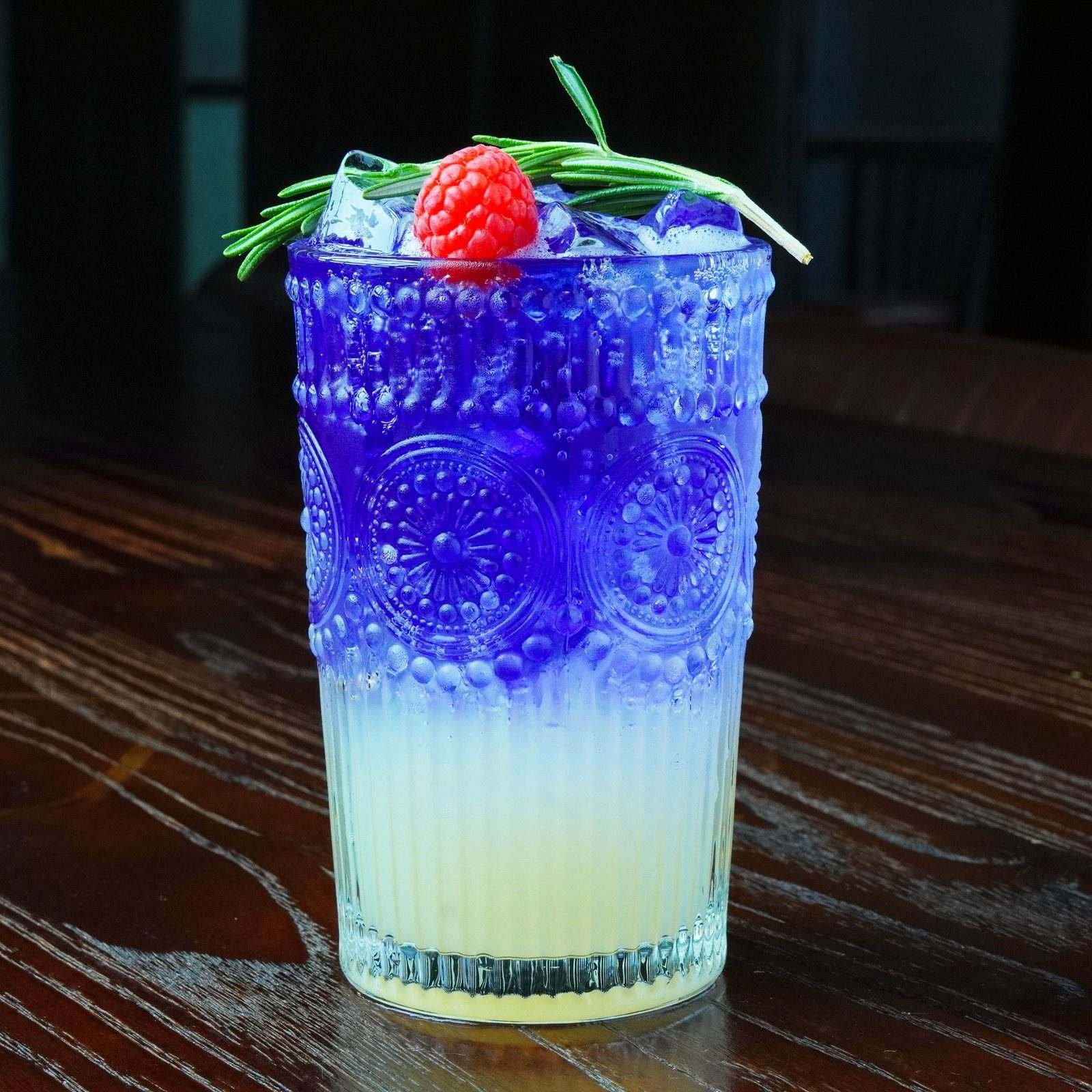 A layered cocktail photographed on a Lumex shoot