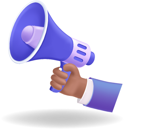 Three-dimensional megaphone graphic