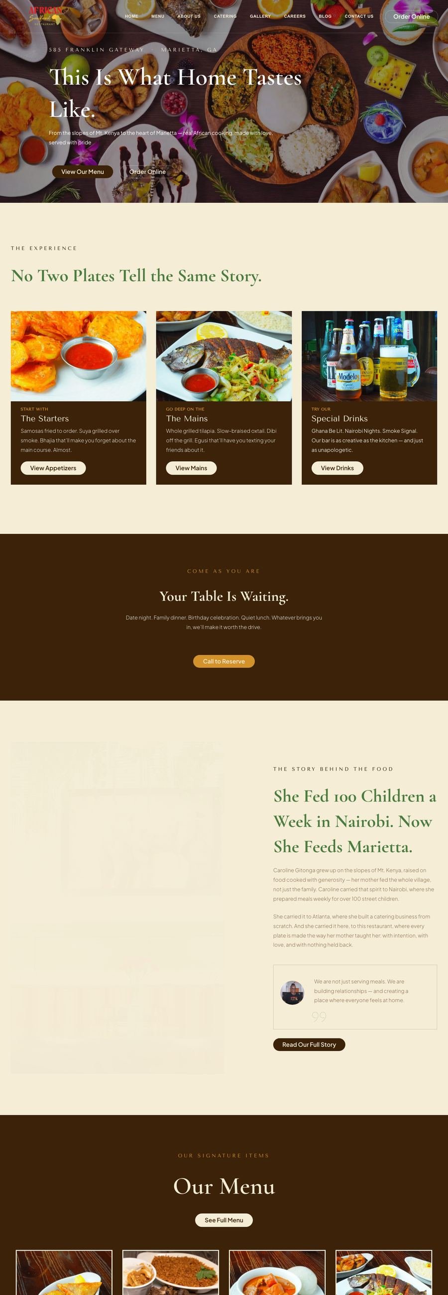 African Soulfood — restaurant website