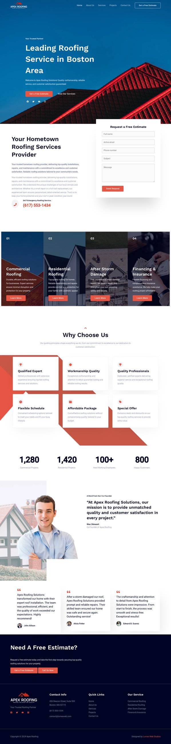 Apex Roofing — Roofing website designed and built by Lumex Web Studios