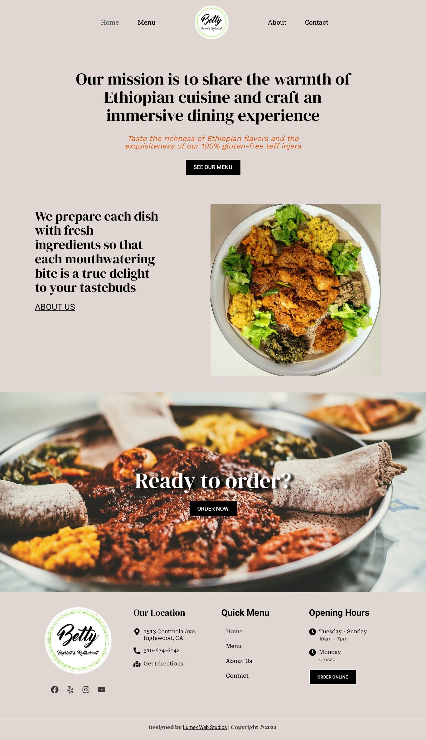 Betty Market — market and restaurant website