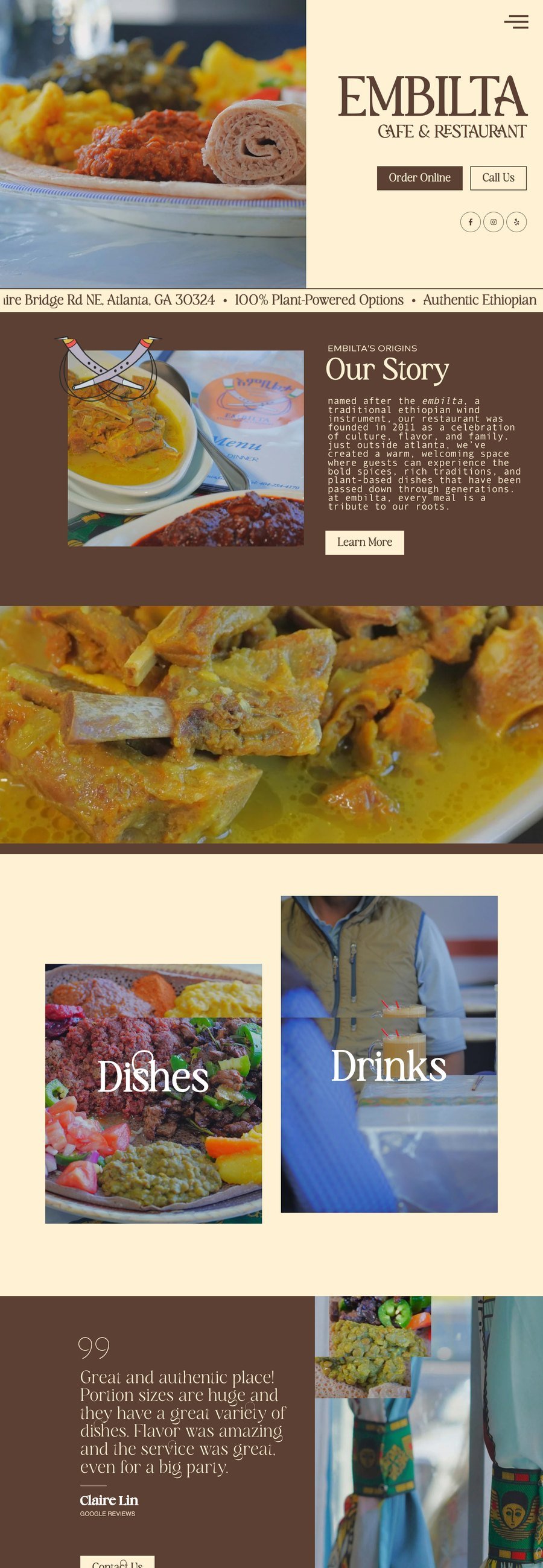 Embilta Cafe & Restaurant — Cafe & Restaurant website designed and built by Lumex Web Studios