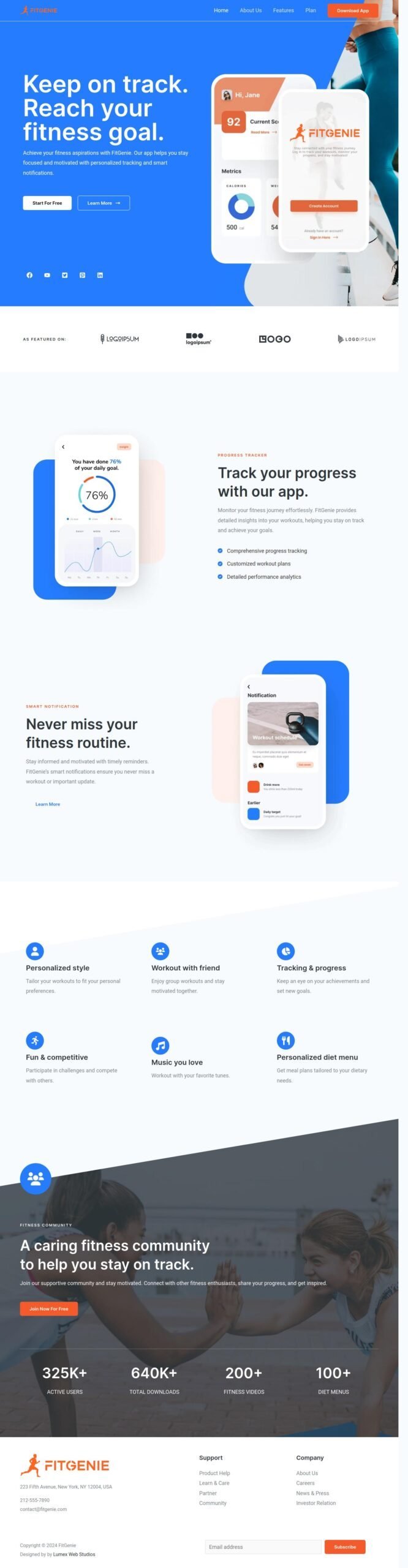 Fitgenie — Fitness website designed and built by Lumex Web Studios