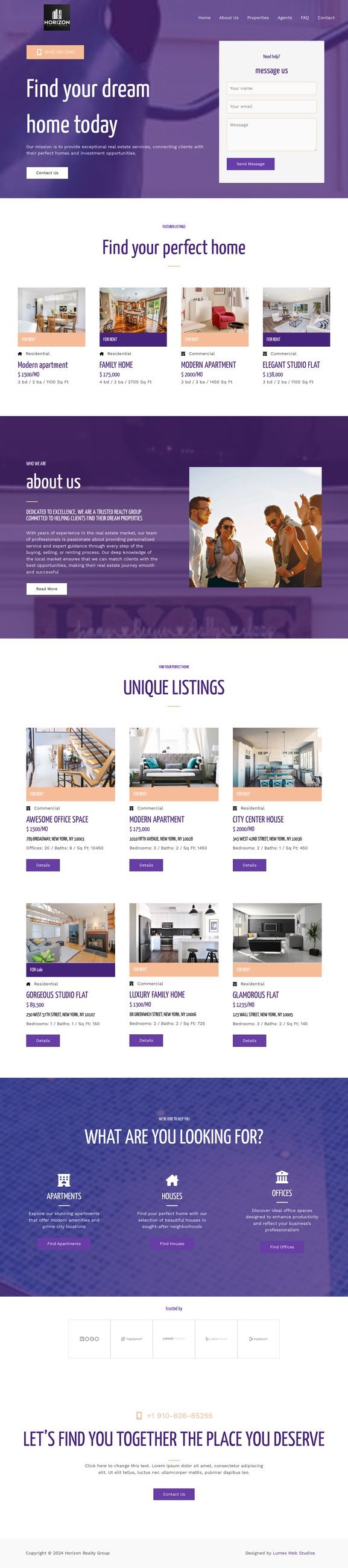 Horizon Realty Group — Real Estate website designed and built by Lumex Web Studios