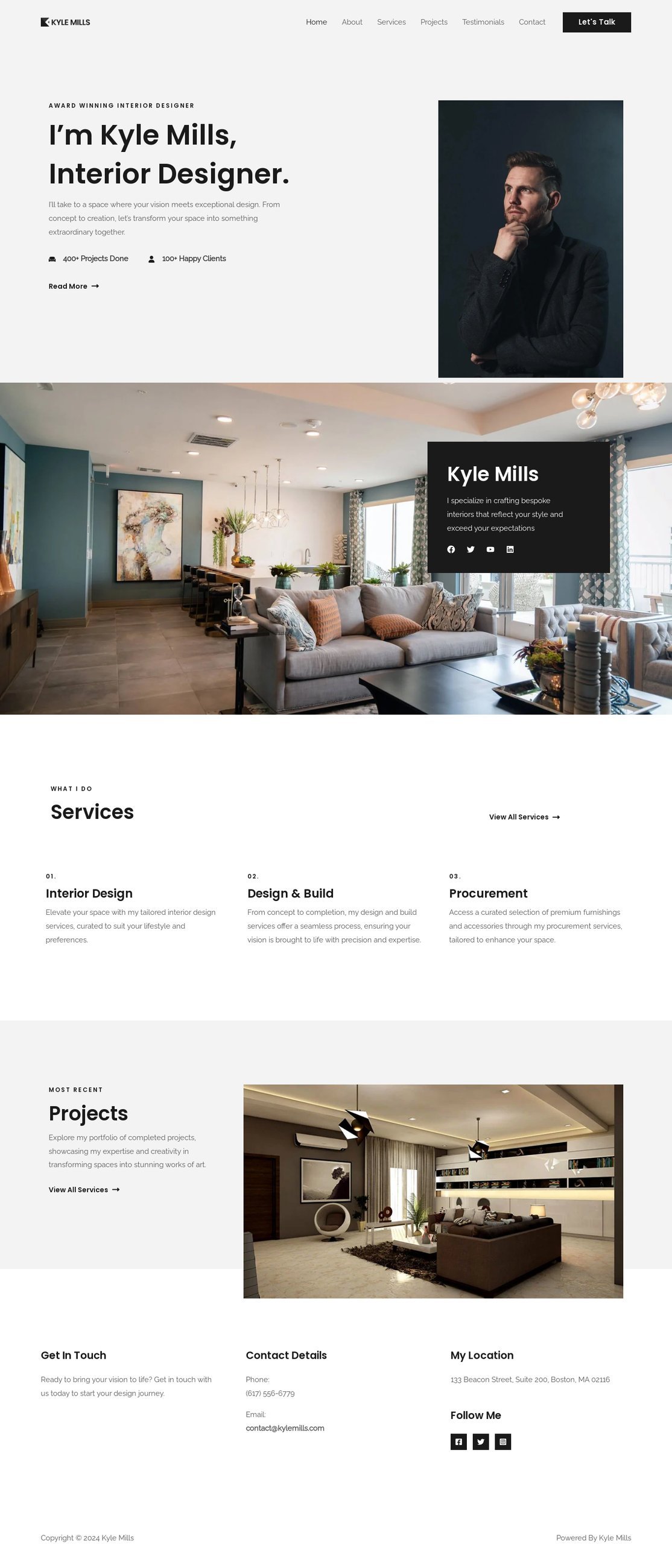 Kyle Mills Design — Interior Design website designed and built by Lumex Web Studios