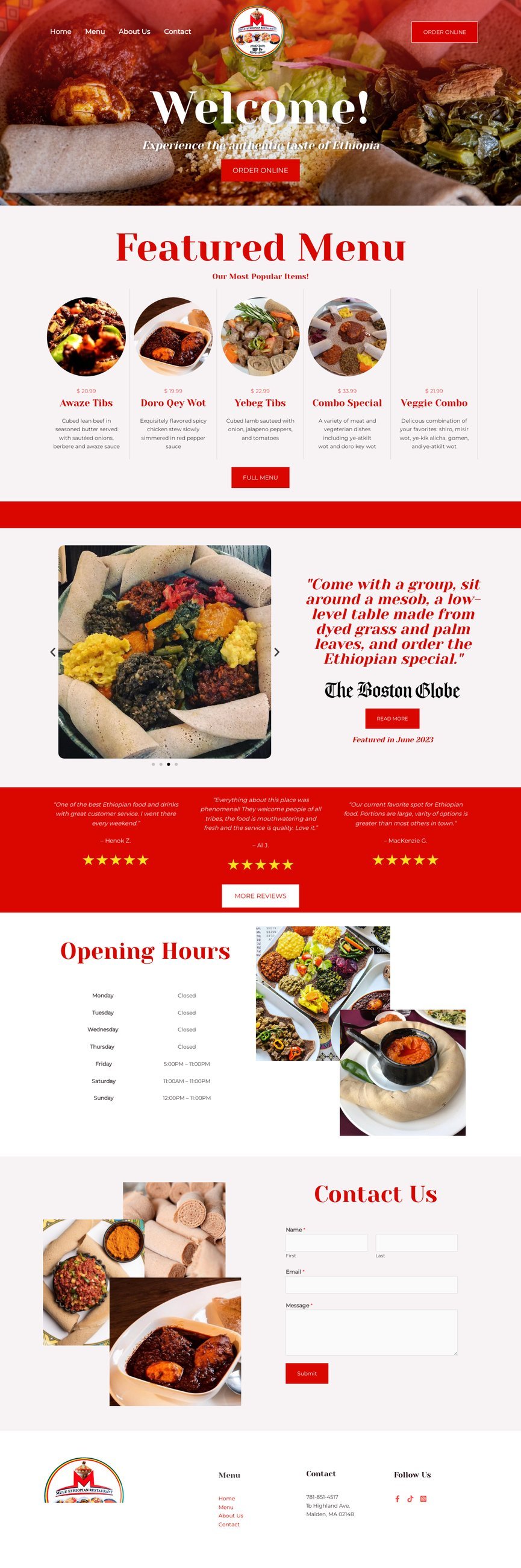 Mulu Restaurant — Restaurant website designed and built by Lumex Web Studios