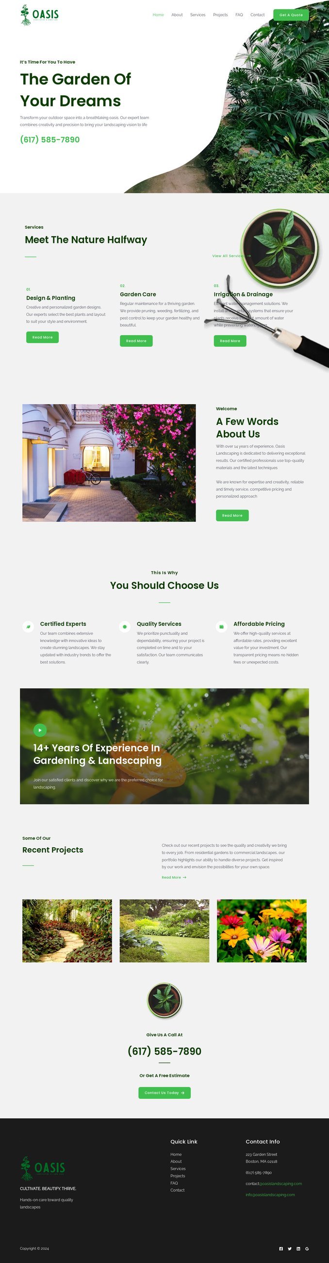 Oasis Landscaping — Landscaping website designed and built by Lumex Web Studios