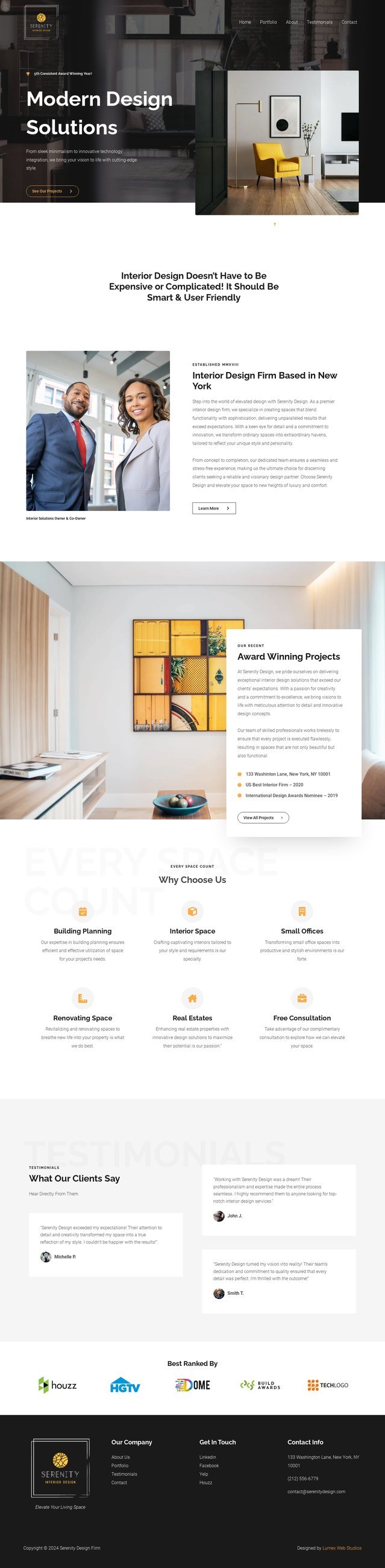 Serenity Interior Design — Interior Design website designed and built by Lumex Web Studios