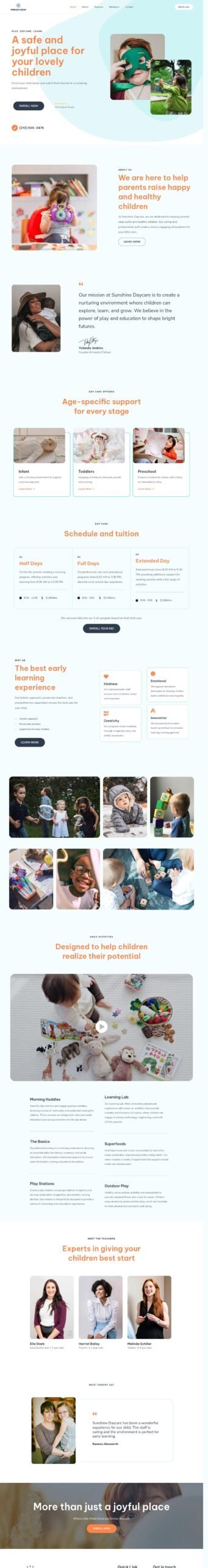 Sunshine Daycare — Daycare website designed and built by Lumex Web Studios