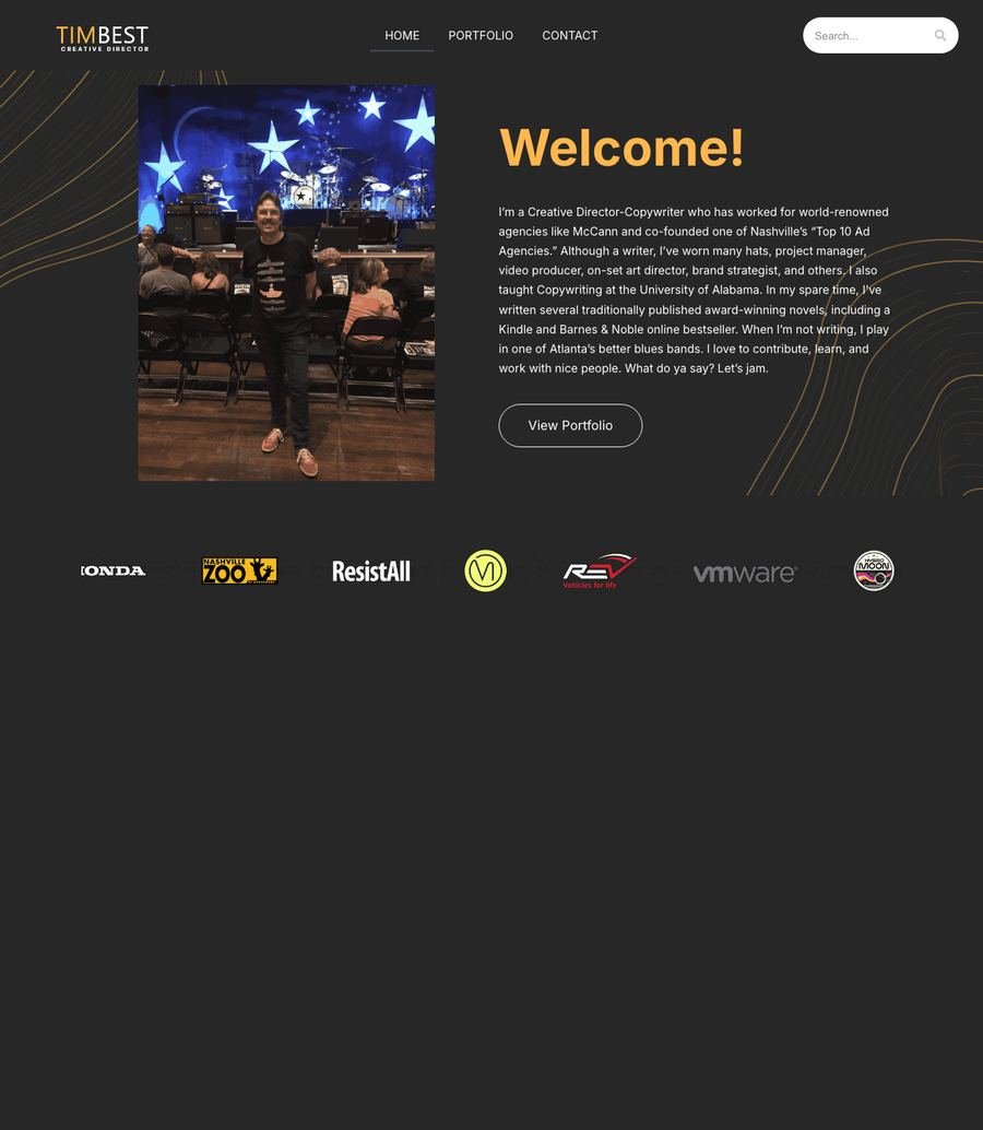 Tim Best — Creative Director website designed and built by Lumex Web Studios