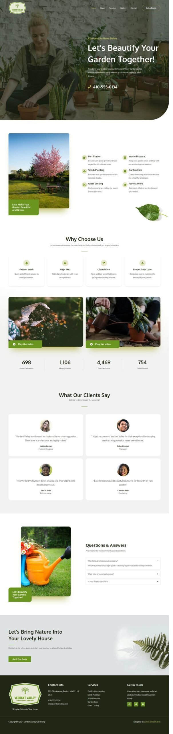 Verdant Valley Landscaping — Landscaping website designed and built by Lumex Web Studios